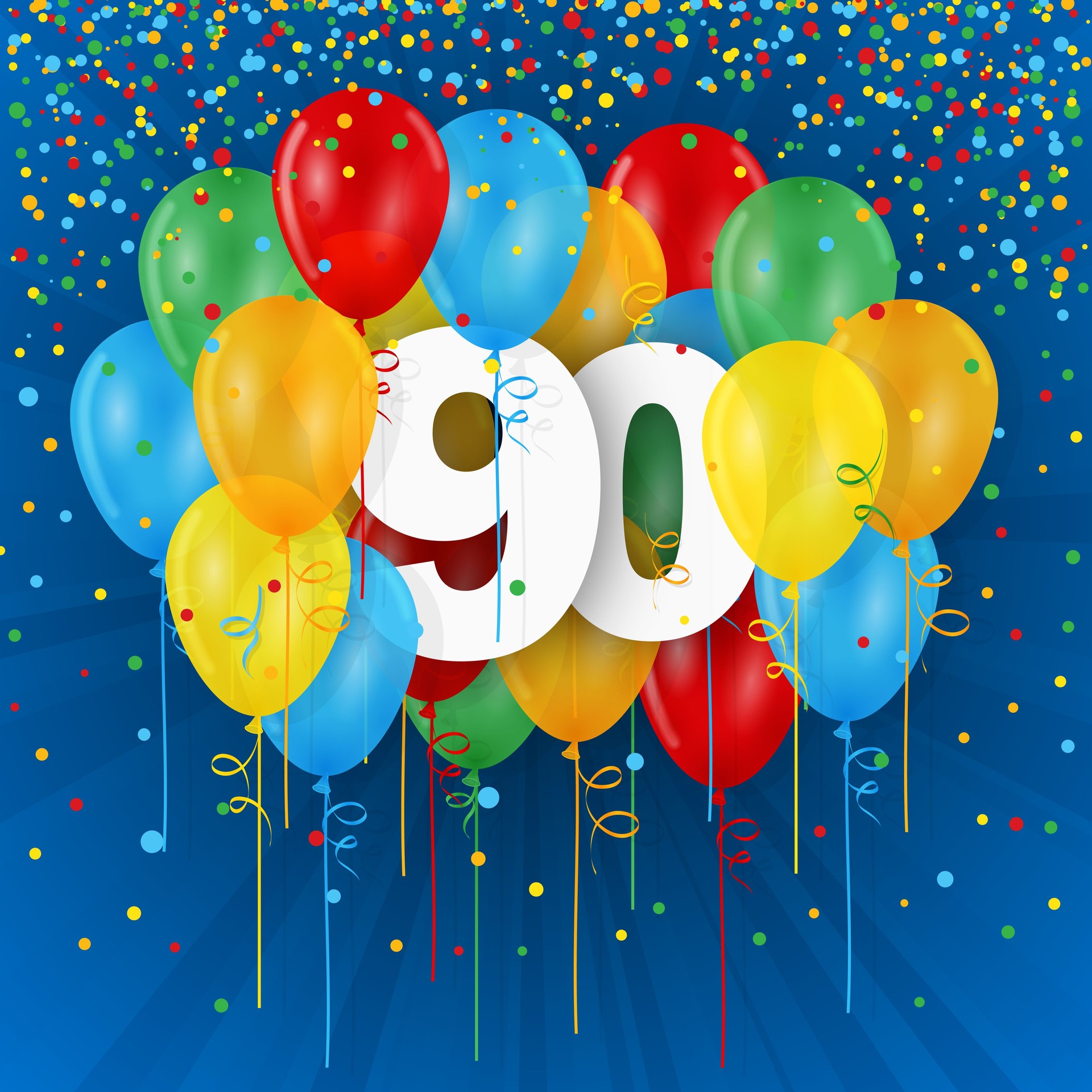 90 years with colorful balloons 90 years with colorful balloons